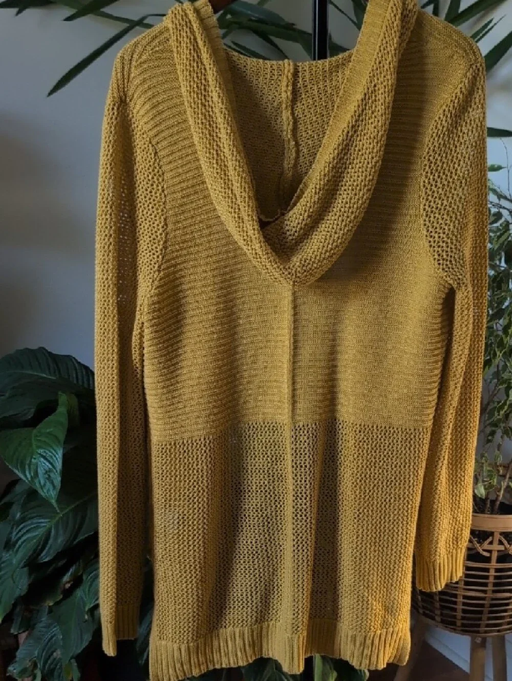 Marled Mustard Hooded Open-Front Cardigan - Picture 5 of 5